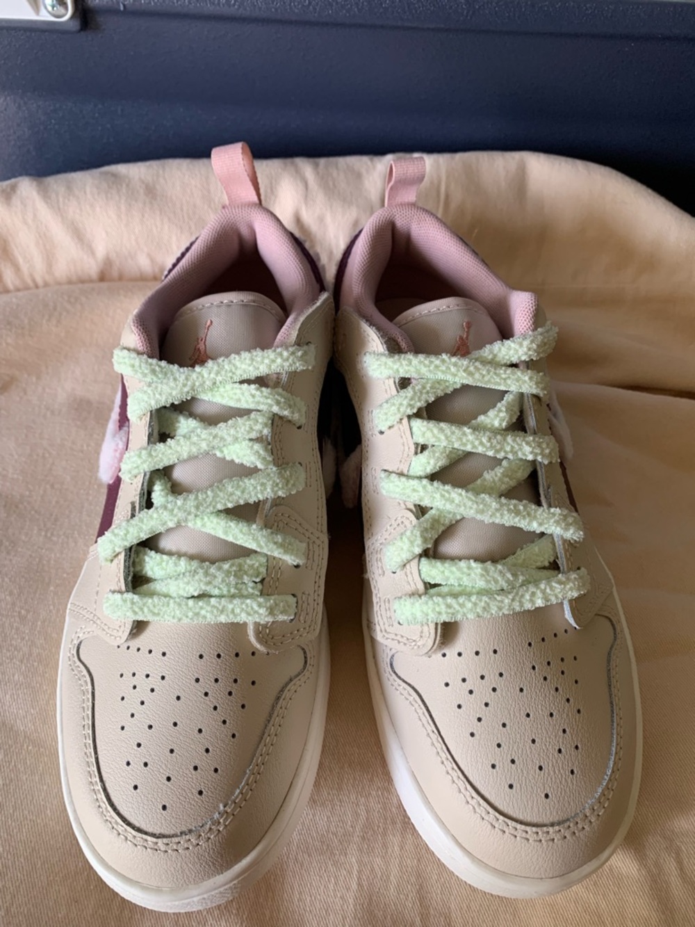 Jordan Low-Top Sneakers in Light Pink with Mint Laces